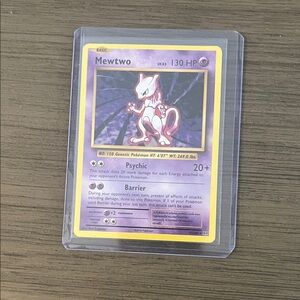 Pokemon Mewtwo Trading Card - Purple and Yellow